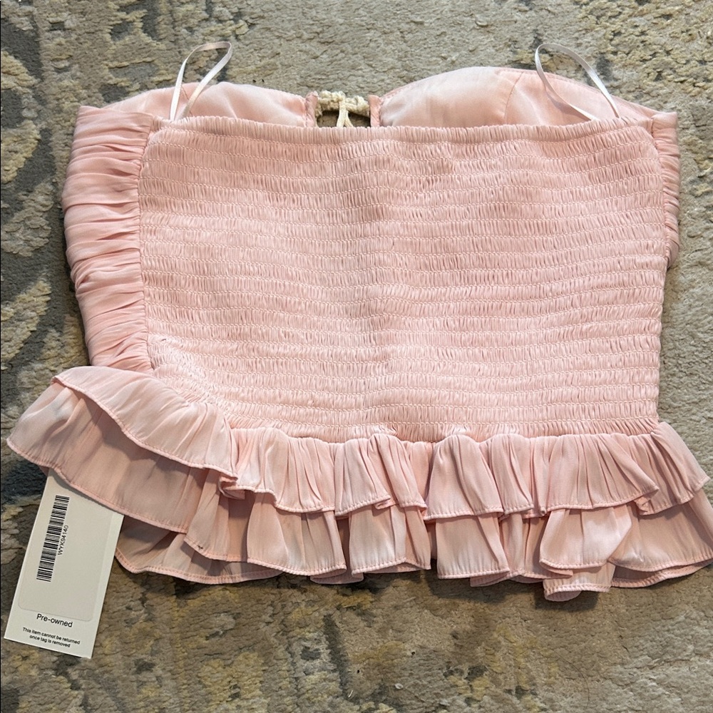 Ramy Brook Pink Strapless Ruffled Top - Picture 3 of 3